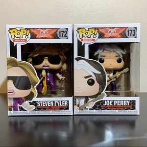 Funko Pop! Rocks Aerosmith Bundle #172 Steven Tyler, #173 Joe Perry Complete Set